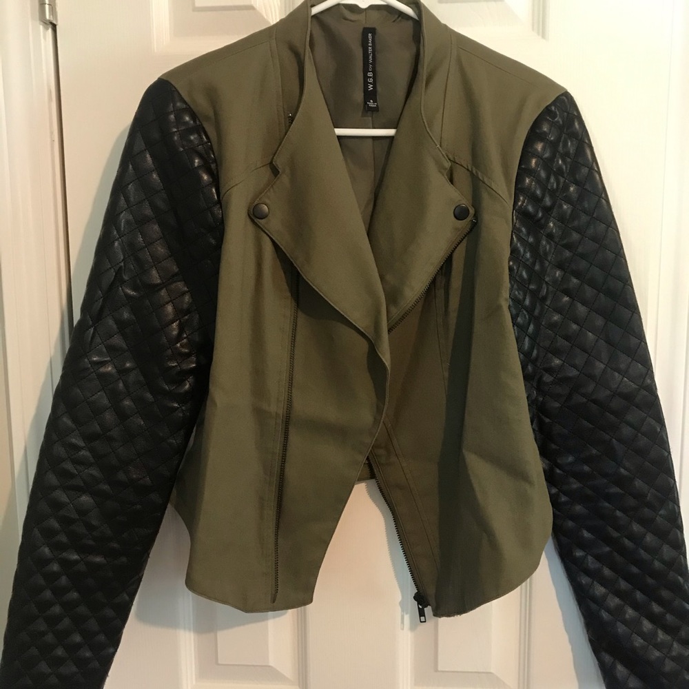 Faux Leather Sleeve Jacket